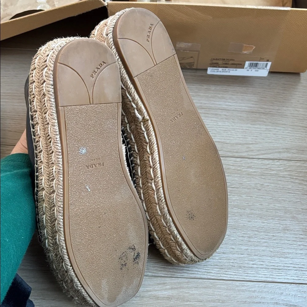 Prada Napa Flower Peep Toe Espradilles - Picture 6 of 9